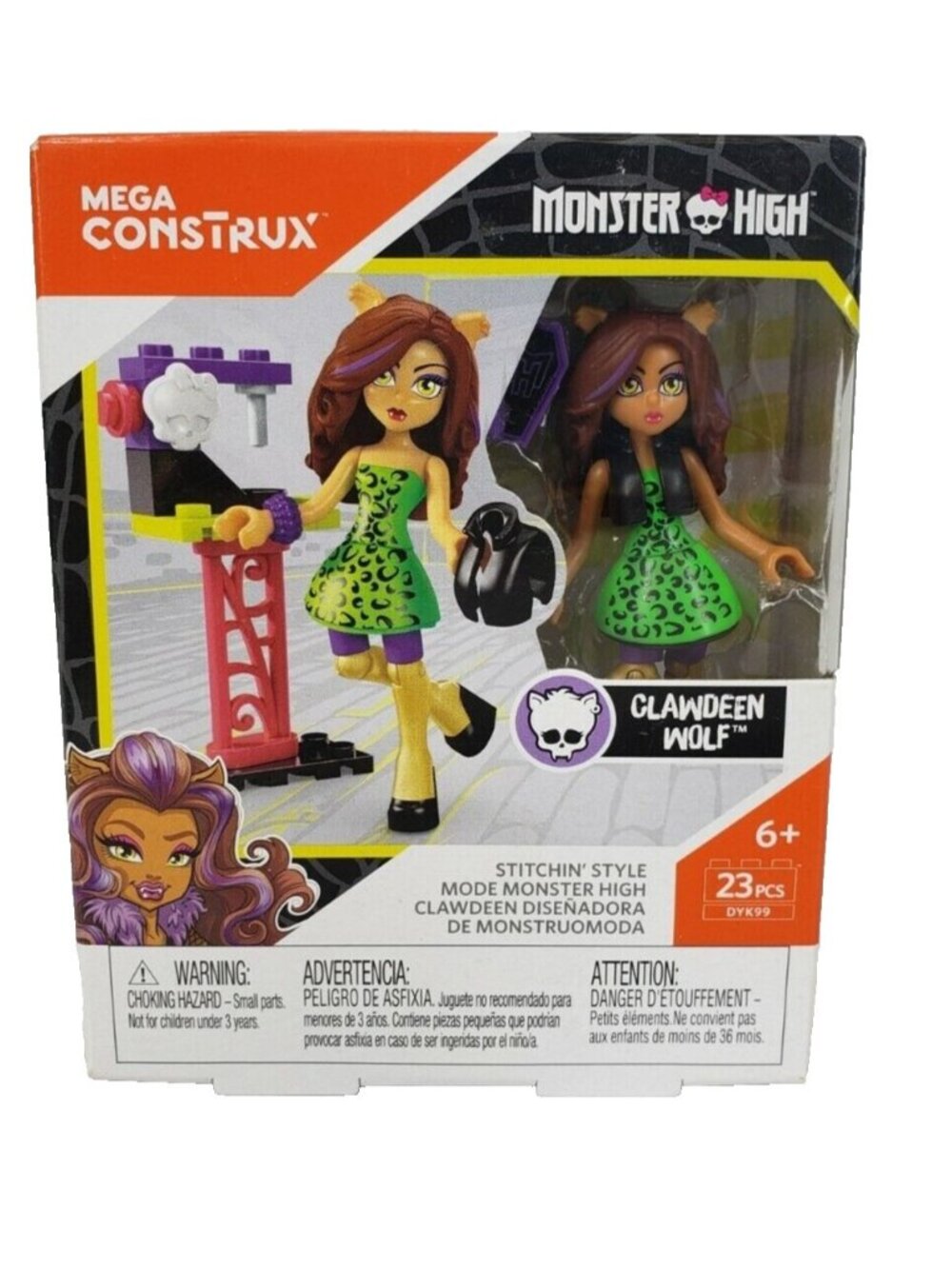 Monster High Clawdeen Wolf Stitchin' Style Mega Construx Miniature Doll New